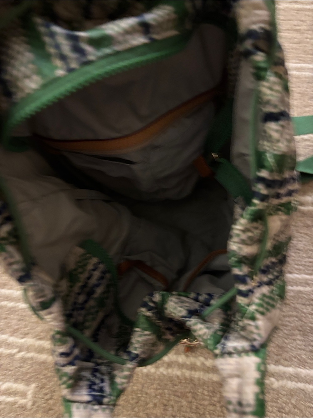 MZ Wallace Blue, Green & White Quilted Tote-Style Backpack - Picture 3 of 6